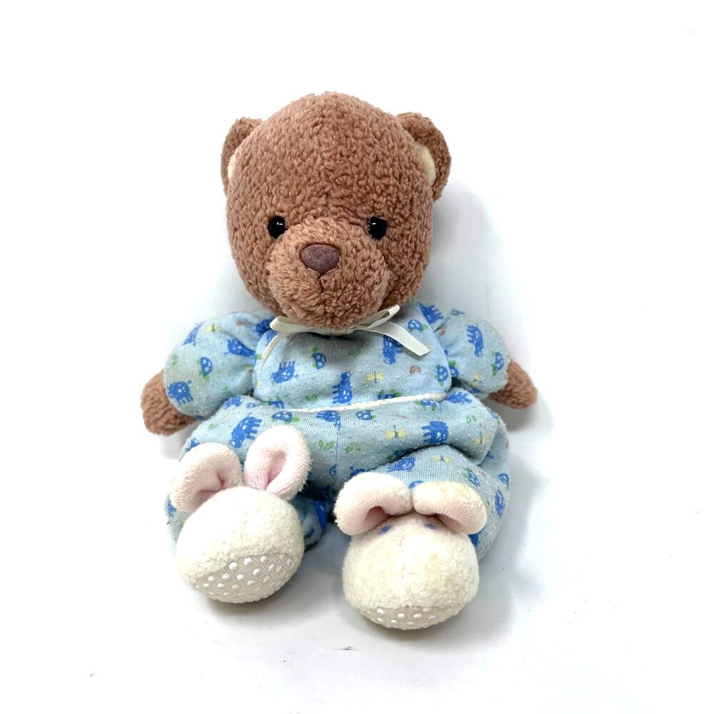 Carters Prestige Teddy Bear Plush Rattle Blue Bunny Slippers VTG Style‎ 93983